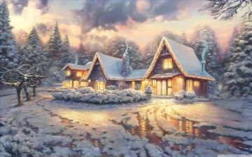 クリスマス ロッジ トーマス キンケード Oil Paintings